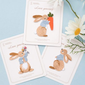 Vintage konijn borduurwerk patch opstrijkbare naai-naaien borduurwerk stoffen, dierlijke sticker/steek patch voor tassen, jeans, DIY