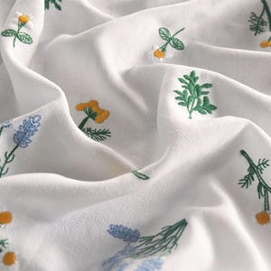 8Colors Spring Summer Clothing Fabrics with Embroidered Flowers Plant,Cotton and Linen Texture Cloth,Embroidered Fabric-Width 140cm/55&quot;