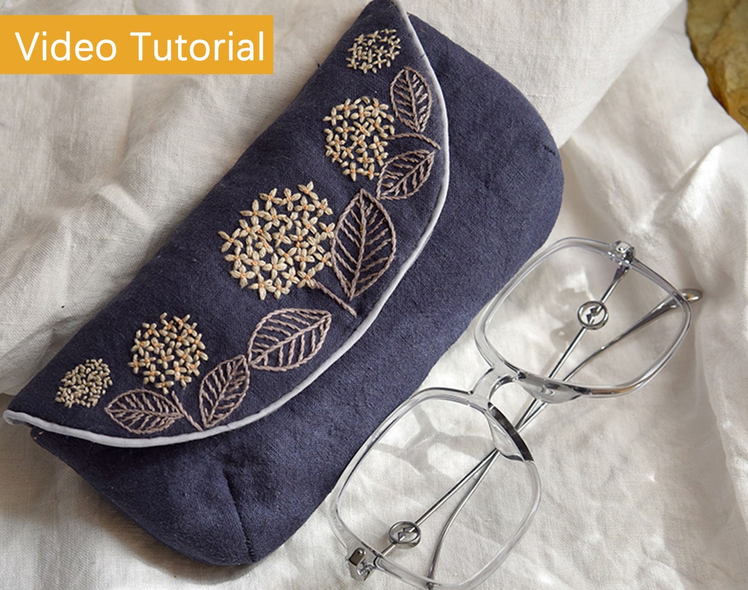 Hand Embroiedery Eyeglasses Bag Kit,diy Needlework Kit,embroiedery Hydrangea Jewelry Bag, Modern