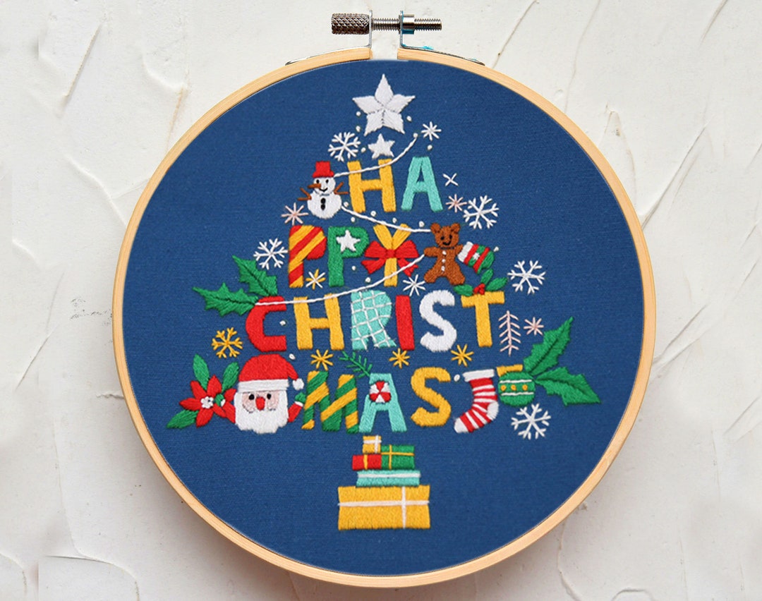 Christmas Embroidery Kit, Holiday Gift, Diy Christmas Ornaments, Christmas Window Decoration