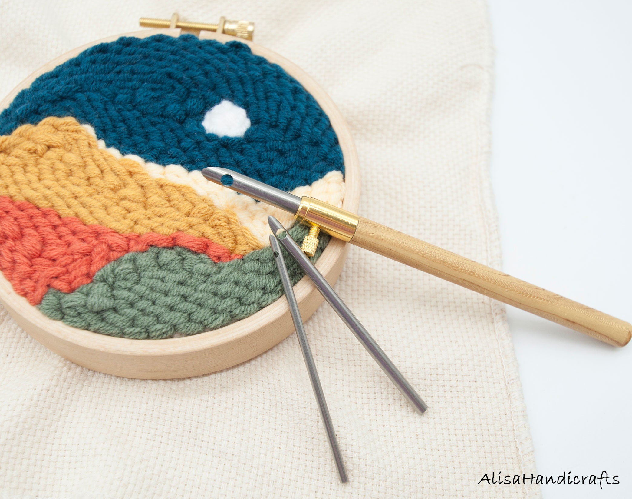 21Pcs Punch Needle Embroidery Kits Adjustable Rug Yarn Punch