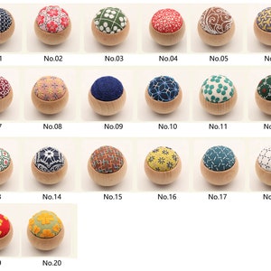 Embroidery Pin Cushion Kit,Japanese Sashiko Pincushion with Wooden Base,Hand Embroidery Kit for Beginners,Gift for Kniter,Sewer Crocheter image 2