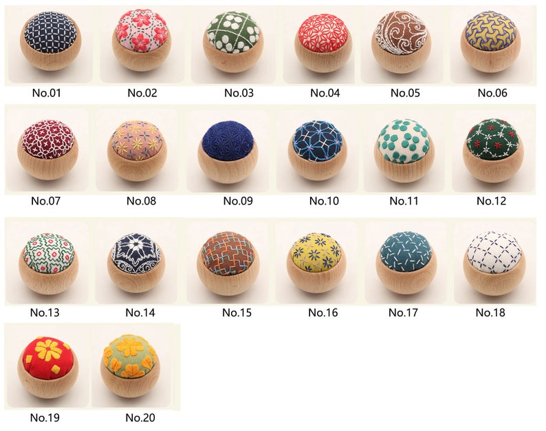 Embroidery Pin Cushion Kit,Japanese Sashiko Pincushion with Wooden Base,Hand Embroidery Kit for Beginners,Gift for Kniter,Sewer Crocheter image 2