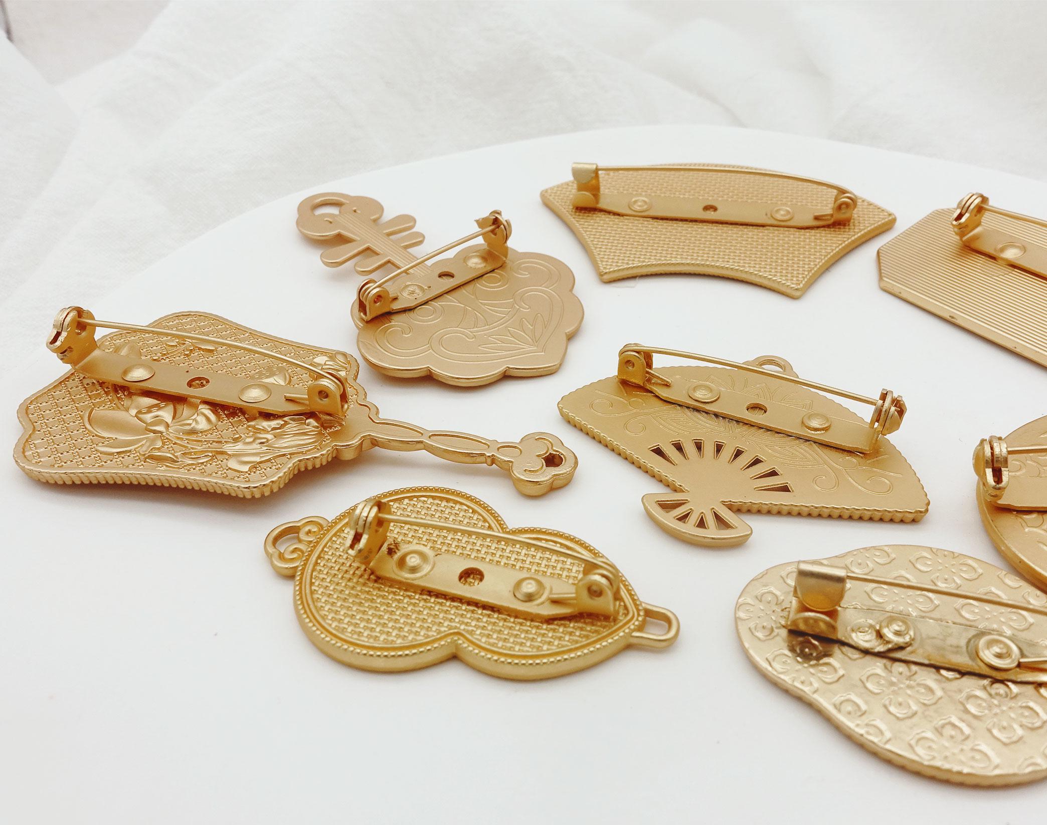 Brooch Base Gold Metal Brooch Base Tray With Cover,suitable for Embroidery/cross ...