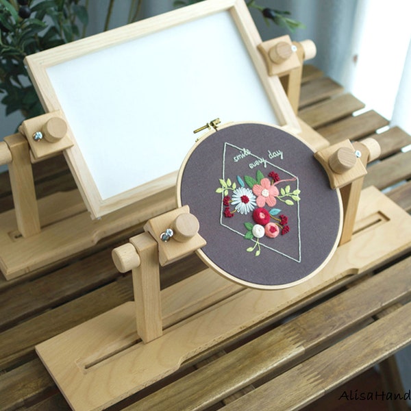 Upgrade, Round Embroidery Frame Holder, Seat Frame for Hand Embroidery, Wooden Hoops Holder, Adjustable Hoops Stand-Multifunction