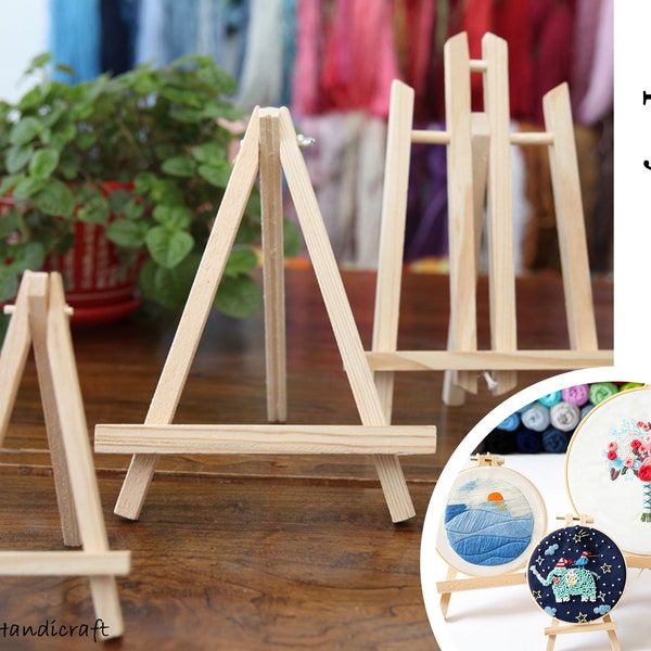 Easel Display Stand For Embroidery, Wood Holder For Small Art, Miniature Art Tabletop Display, Embroidery Holder