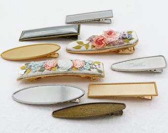 Base de pince à cheveux en métal avec couvercle pour broderie à la main/point de croix/crochet/argile/artisanat bricolage, barrette française vierge/pince à cheveux alligator