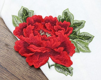 6 PCS Flower Embroidered Patches - Large Rose Iron On Patches For Clothes, Hats & Backpacks