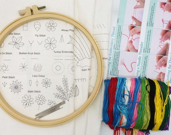 DIY Flower Embroidery Bag Kit for Beginners, Canvas Tote Embroidery Bag  Kit, Sewing Shoulder Bag Kit, Easy Needlework Kit, Gift for Her 
