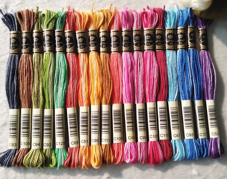 Thread Matches Royalbroderie Variegated Embroidery Floss, No.25 Multicolor Embroidery ...