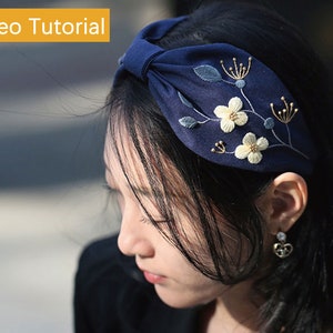 Beginners Headband Sewing Embroidery Kit/DIY Natural Flower Floral Embroidery Hairband Pattern/Starter Vintage Embroidery Needlework Art Kit