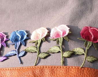 Rose Flowers Applique,Colorful Floral Embroidered Patch,Soft Rose Flower Embroidered Patches for Shirts Bag Hat Jackets Jeans-Sew on