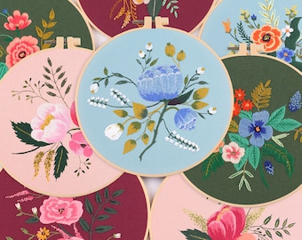 Borduurpakket voor beginners, boeket bloemen handborduurpatroon, vrije tijd diy, lentebloemen, vrolijk cadeau-8 inch