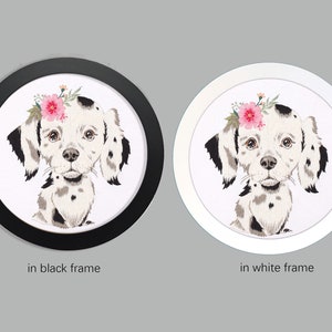 Dalmatian Dog Hand Embroidery Kit, Diy Needlepoint Dalmatian Ornament Kit, Black and White Dog Embroidery Hoop Art, Gift for Dog Owners-8in image 4