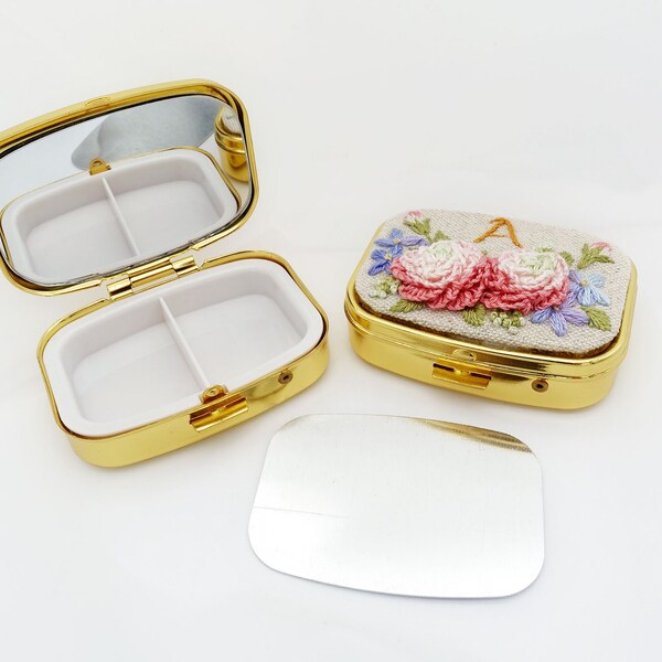 Portable Pill Box/Jewelry Box Blank Base Setting for Hand Embroidery/ Metal Small Box Bezel Tray/Embroidery Handicraft Making/DIY Gift Idea