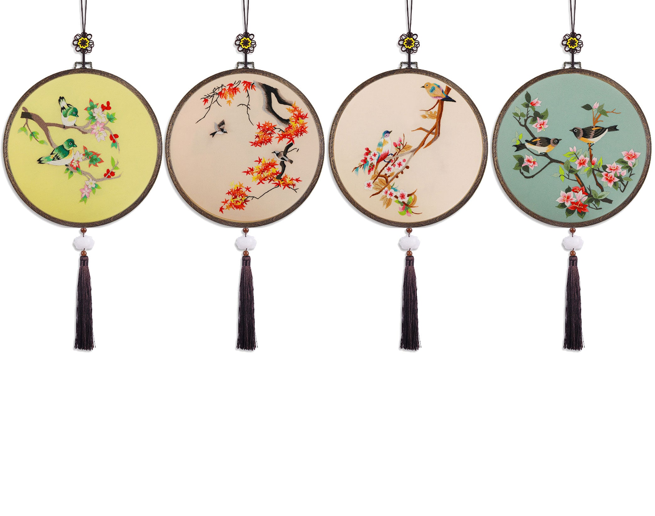 初心者向け中国風手刺繍キット、花と鳥の刺繍パターン、スターター刺繍 