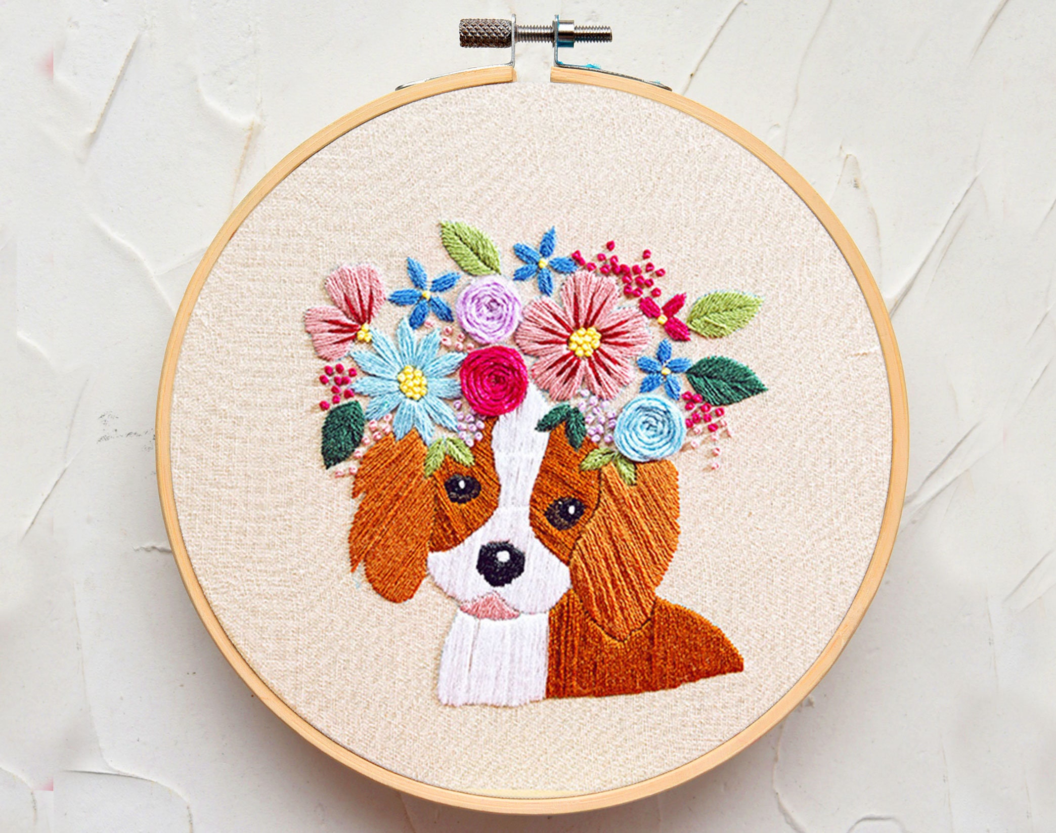 Beginner Hand Embroidery Flowers and Dog Kit Lovely Beagle - Etsy Sweden beginner-hand-embroidery-flowers-and-dog-kit-lovely-beagle-etsy-sweden