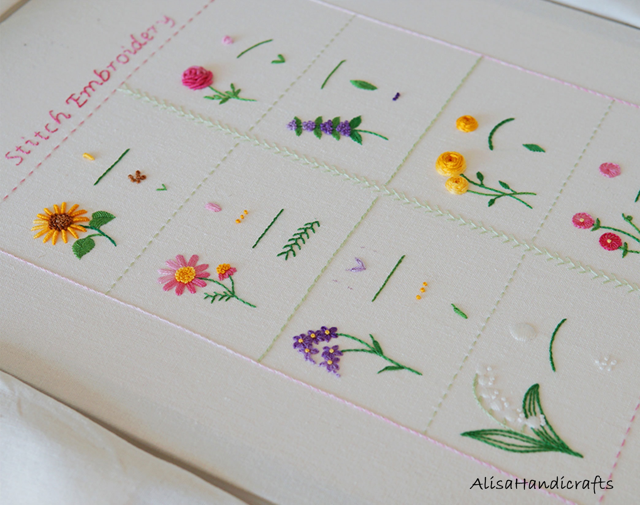 Embroidery Basic Stitch Kits Hand Embroidery Stitches Sampler Etsy