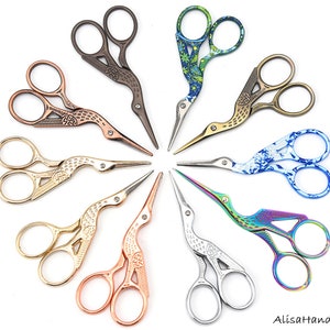 Vintage Stork Craft Scissors, Small Colourful Embroidery Scissors, Crochet And Knitting Tools, Sewing Cross Stitch Scissors-1pcs