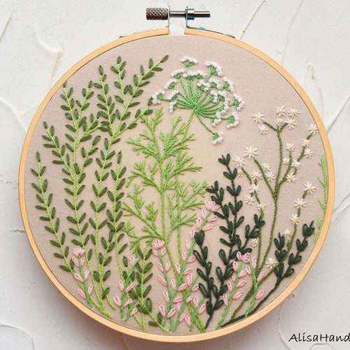 Beginner Embroidery Kit Wildflowers Modern Flowers Hand Etsy