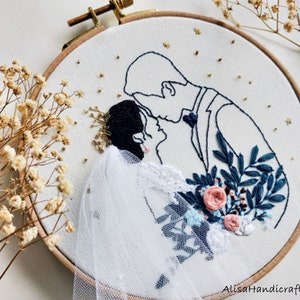 Customizable Wedding Embroidery Kit Bride in Wedding Dress - Etsy
