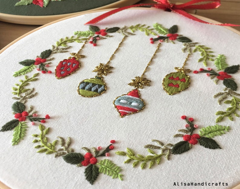 Christmas Wreath Embroidery Full Kit for Beginner DIY craft  Etsy