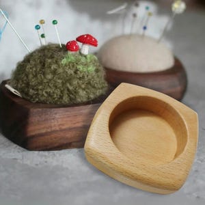 Poduszka na szpilki z orzecha włoskiego i pusta podstawa, DIY akcesoria do szycia na szpilki do haftu, haft krzyżykowy, drewniana poduszka na szpilki z patchworku, prezent do szycia