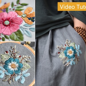 Decorate Your Clothes with Embroidery, Diy Flower Embroidery Kit, Embroidery on Clothes, Clothing Embroidery Kit-5in