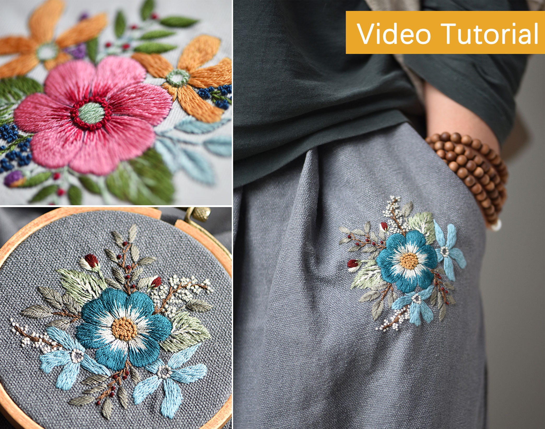 Decorate Your Clothes With Embroidery, Diy Flower Embroidery Kit, Embroidery  on Clothes, Clothing Embroidery Kit-5in 