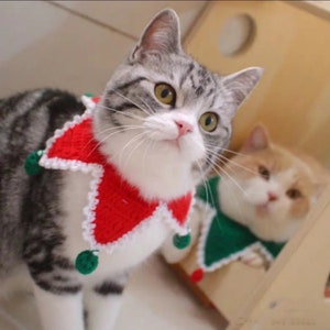 Haustier Katze Hundehalsband Häkelanleitung PDF - Tierzubehör Häkelanleitung Weihnachtsschmuck, Hund Katze Schal