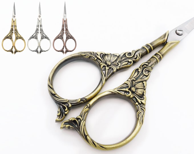 Vintage Small Scissors/Retro Lily Flower Antique Scissors for Embroidery/Yarn/Paper/Sewing/Thread/Kitchen/Victorian Scissors/Gifts for Her