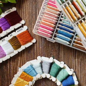 Embroidery Floss Set, 24/48/72/120Colors Cross Stitch Embroidery Thread with Bobbins and storage box, Matches DMC Floss-4/8 Meters 1 Skein