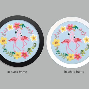 Pink Flamingo Starter Embroidery Kit, Preprinted Birds and Flowers Embroidery Kit for Beginners, with Pattern and English Instructions-8in image 7
