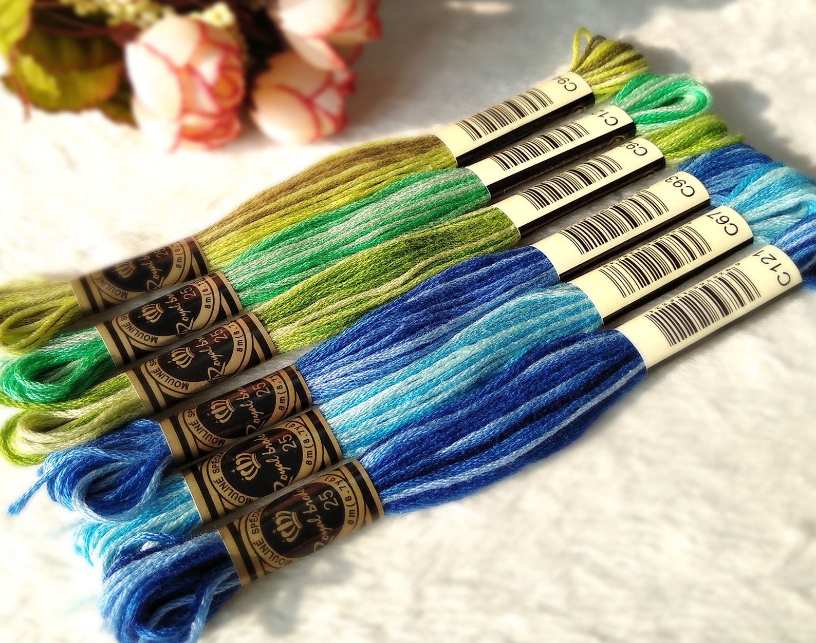 Thread Matches Royalbroderie Variegated Embroidery Floss, No.25 Multicolor Embroidery ...