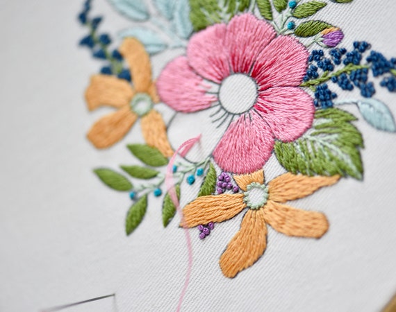 Versier je kleding met borduurwerk doe het zelf bloemenborduurpakket borduurwerk op kleding kledingborduurpakket 5in Etsy Nederland