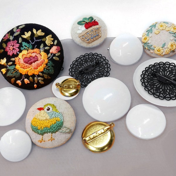 Round Brooch Base for Embroidery Jewelry Making Material, Blank Brooch Holder, DIY Brooch Accessories, Safe Lock Brooch Pins for Embroidery