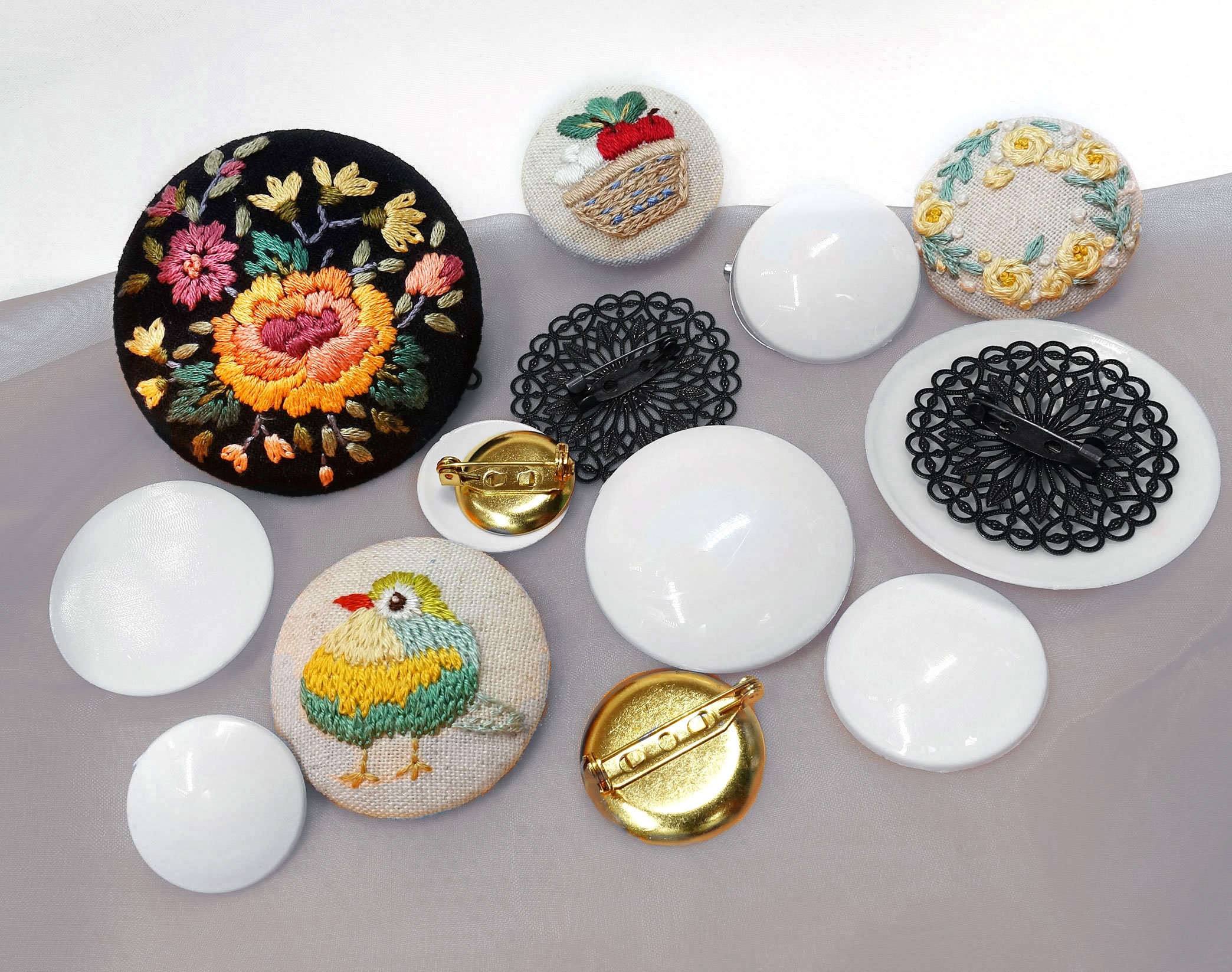 Ronde brochebasis voor borduren Materiaal voor het maken van sieraden, blanco brochehouder, doe-het-zelf brocheaccessoires, Safe Lock brochespelden voor borduurwerk