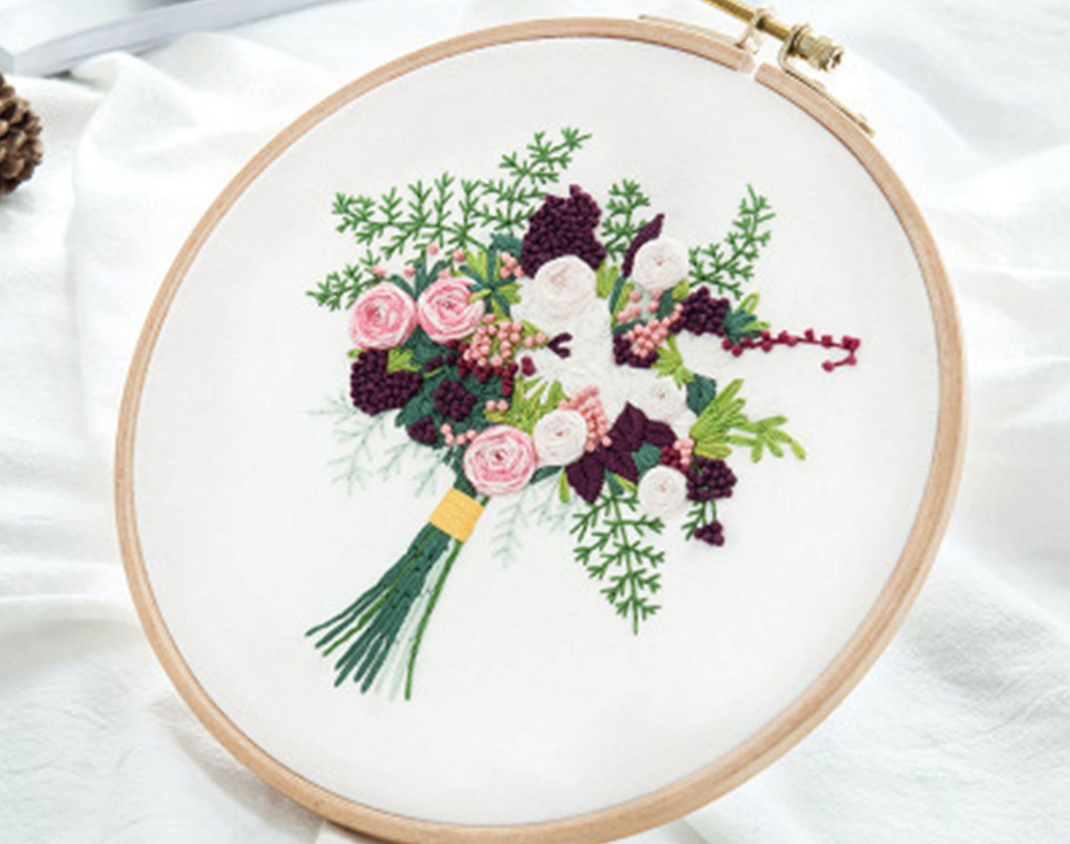 zxbaers 3 Set Embroidery Kit for Beginners Adults, Flower Pattern