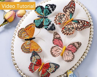 Handborduurwerk vlinder broche Kit/Beginner 3-dimensionaal insect borduurwerk/vlinder patroon naald werk sieraden maken/vakantie cadeau idee