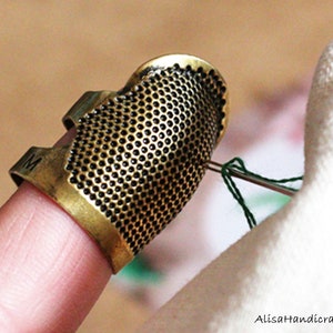 Sewing Thimble Finger Protector Embroidery Needlework Metal Brass