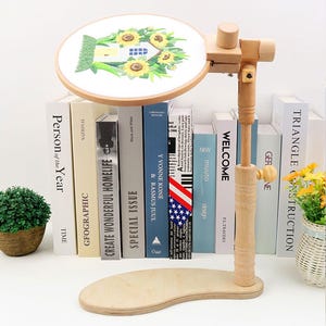Seat Embroidery Frame Holder, Portable Hand Embroidery Stand, Wooden Hoops Lap Stand, Embroidery Tool- 360 Degree Rotatable
