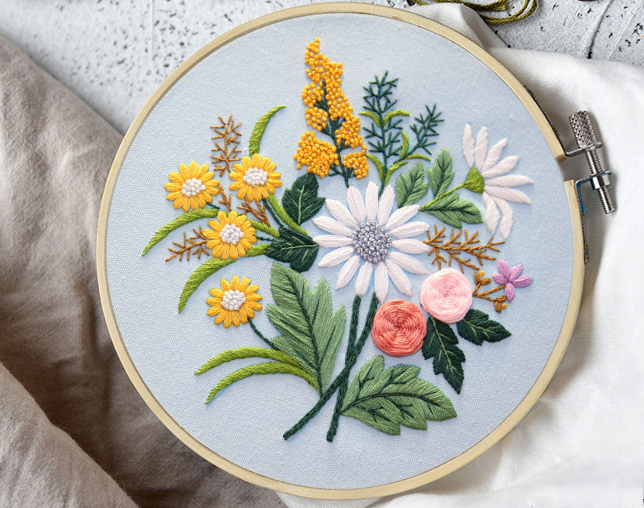 Mystical Floral Hand Embroidery Kit - Stitched Modern