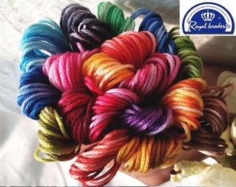 R Multicolor Embroidery Thread, Variegated Embroidery Floss, Matches Dmc Floss, 8 Meters Each Skein - 18 Colors