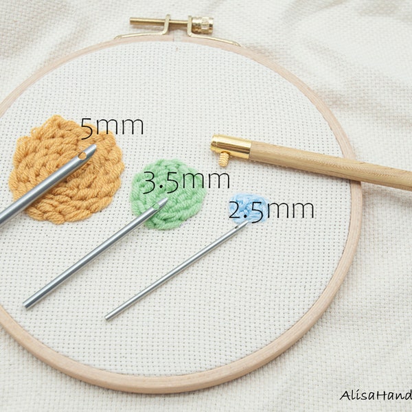 Adjustable Punch Needle Set with Instructions, Punch Needle Rug Hooking Tool, Rug Hook-5mm/3.5mm/2.5mm