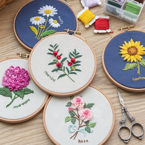 Embroidery Flower Kit for Beginners Hand Embroidery Rose - Etsy