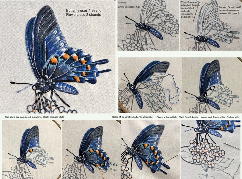 Realistic Hand Embroidery Butterfly Kit Lifelike Insect Etsy