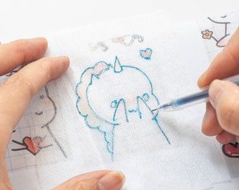 Embroidery Tracing Paper and Pen, DIY Embroidery Pattern Tracing Copy Paper, Transfer kit-5 Sheets