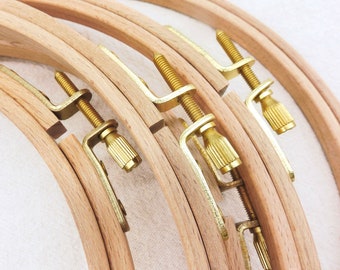 Round Wooden Embroidery Hoop, Ring Cross Stitch Display Frame, Natural Beech Wood Hoop for Hand Embroidery-8 Sizes