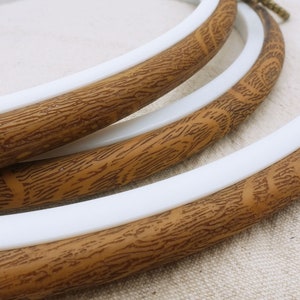 Round Wooden Imitation Embroidery Hoop, Flexi Wood Grain Hoop for Hand Embroidery Display, Retro Cross Stich Hoop Frame-5 Sizes image 5