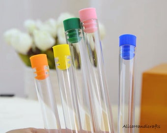 Needles/Beads/Sequins Case, Transparent Plastic Tube Container for Storing Small Accessories-Random Color-11x87mm